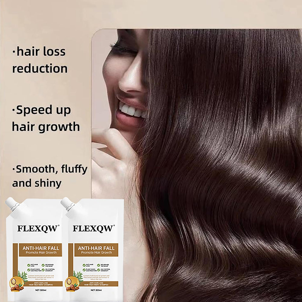 FLEXQW sans apres-shampoing, cheveux faciles à démêler et satinés.