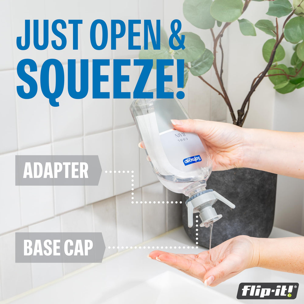 Flip-It! Bouteille à l'envers, versement facilité et récupération maximale.