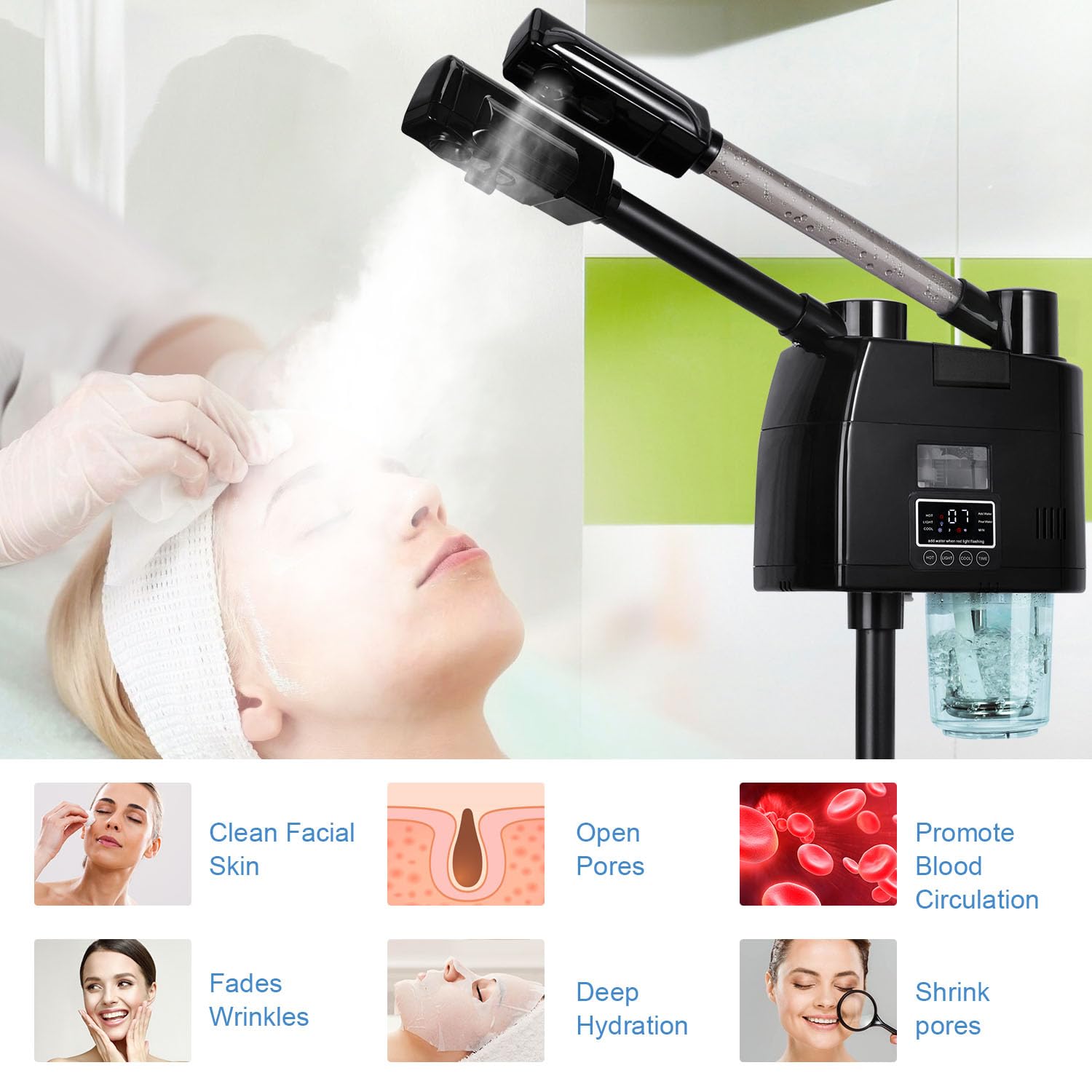 FLOLXNB Steamer – brume froide pour resserrer les pores et hydrater