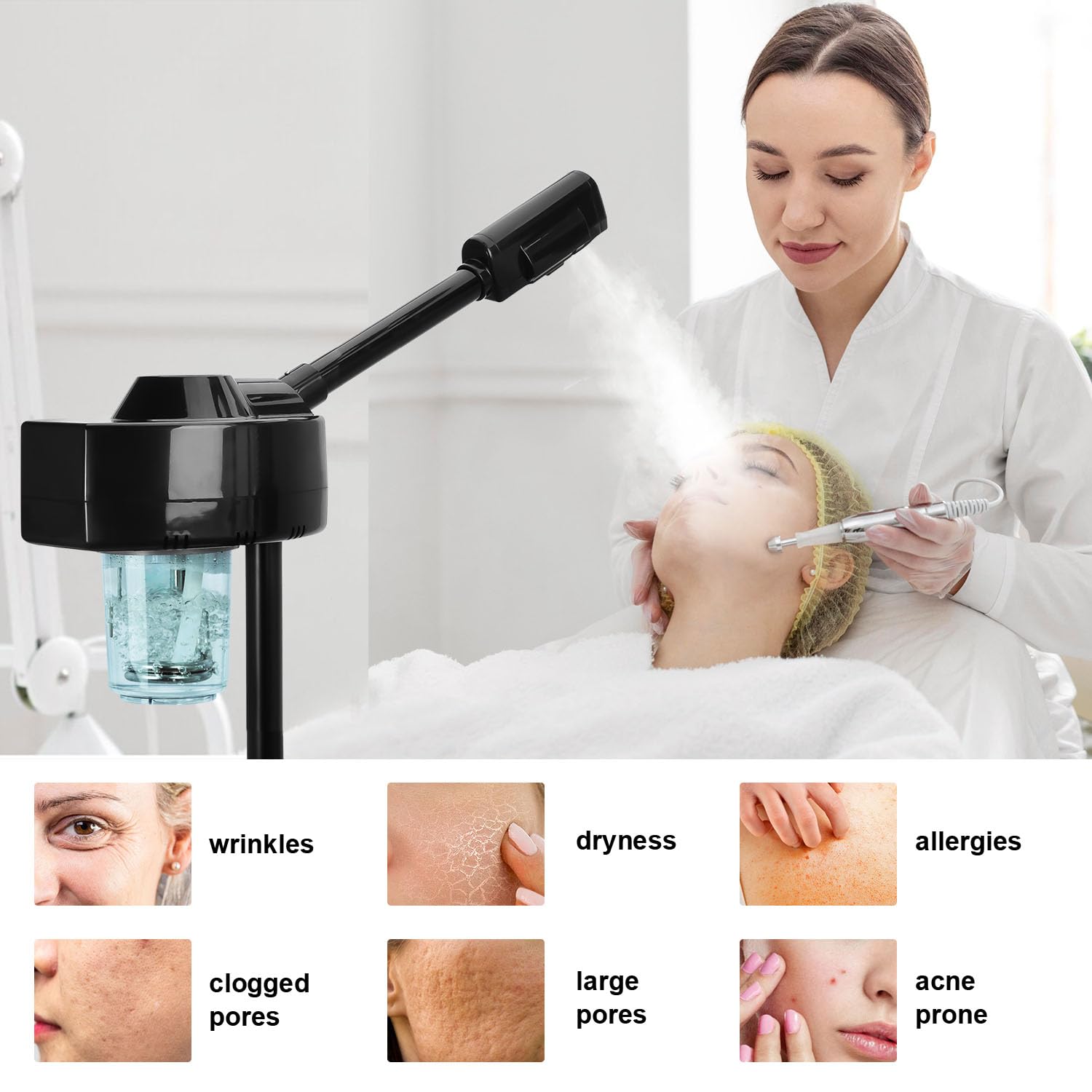 FLOLXNB Steamer roue mobile: déplacement pratique en institut ou à domicile