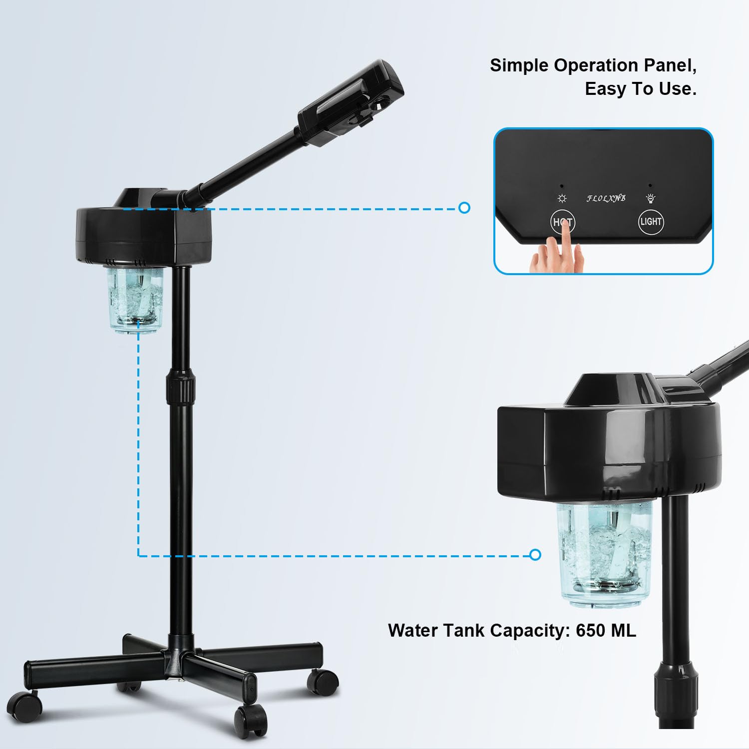 FLOLXNB Steamer vapeur nano ionique: hydratation durable et peau lumineuse
