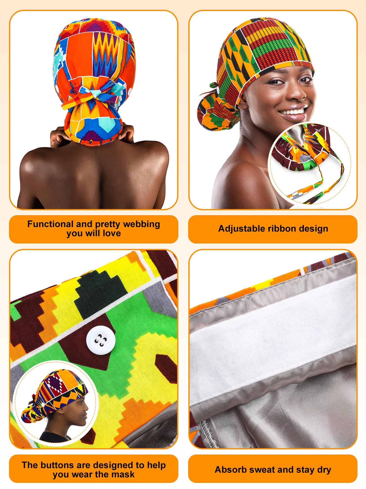 Floraltop bonnet infirmière élastique ajustable pour toutes les tailles