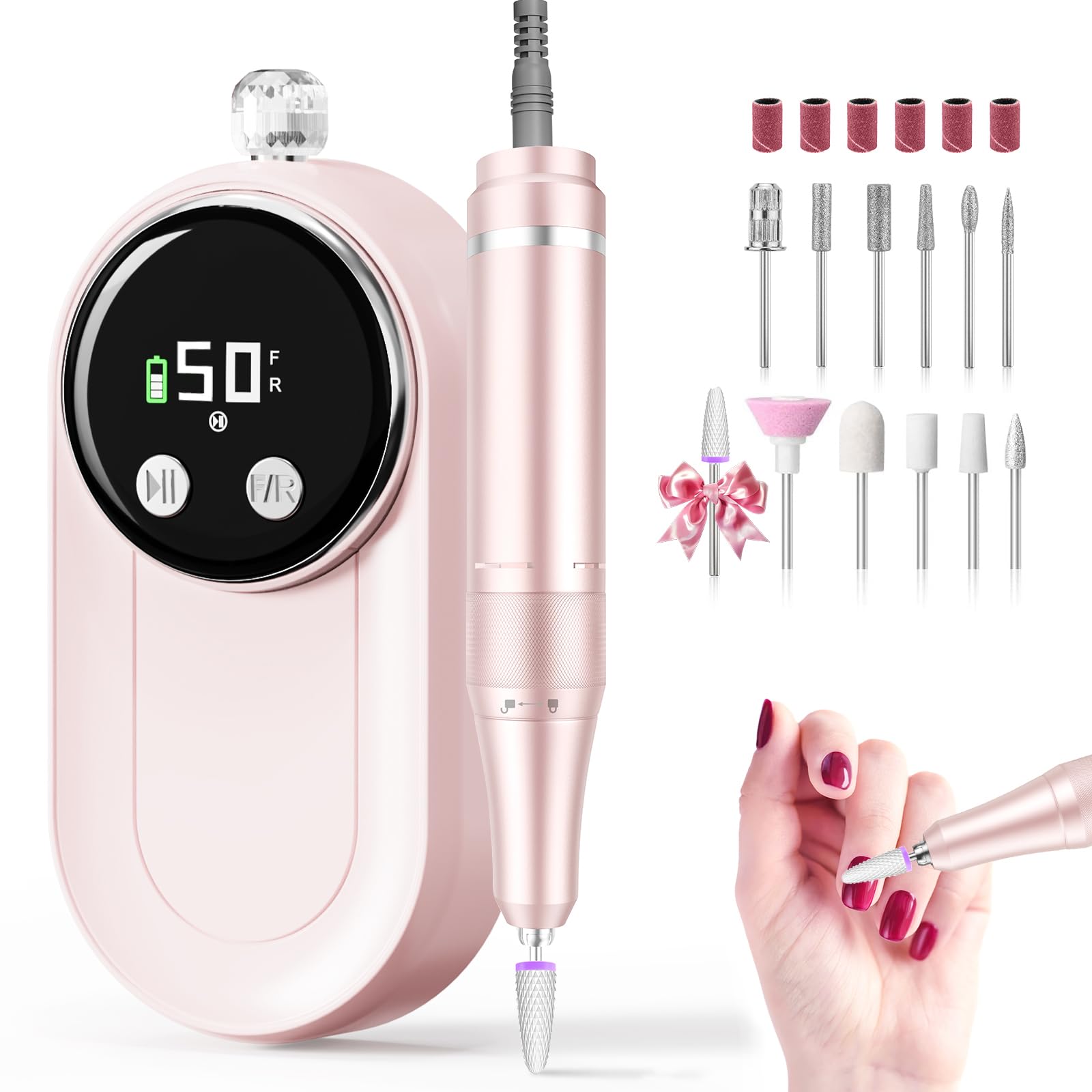 FLORAVIC perceuse-ongles-dremel-50000-tours-min, précision et retrait rapide des gels.