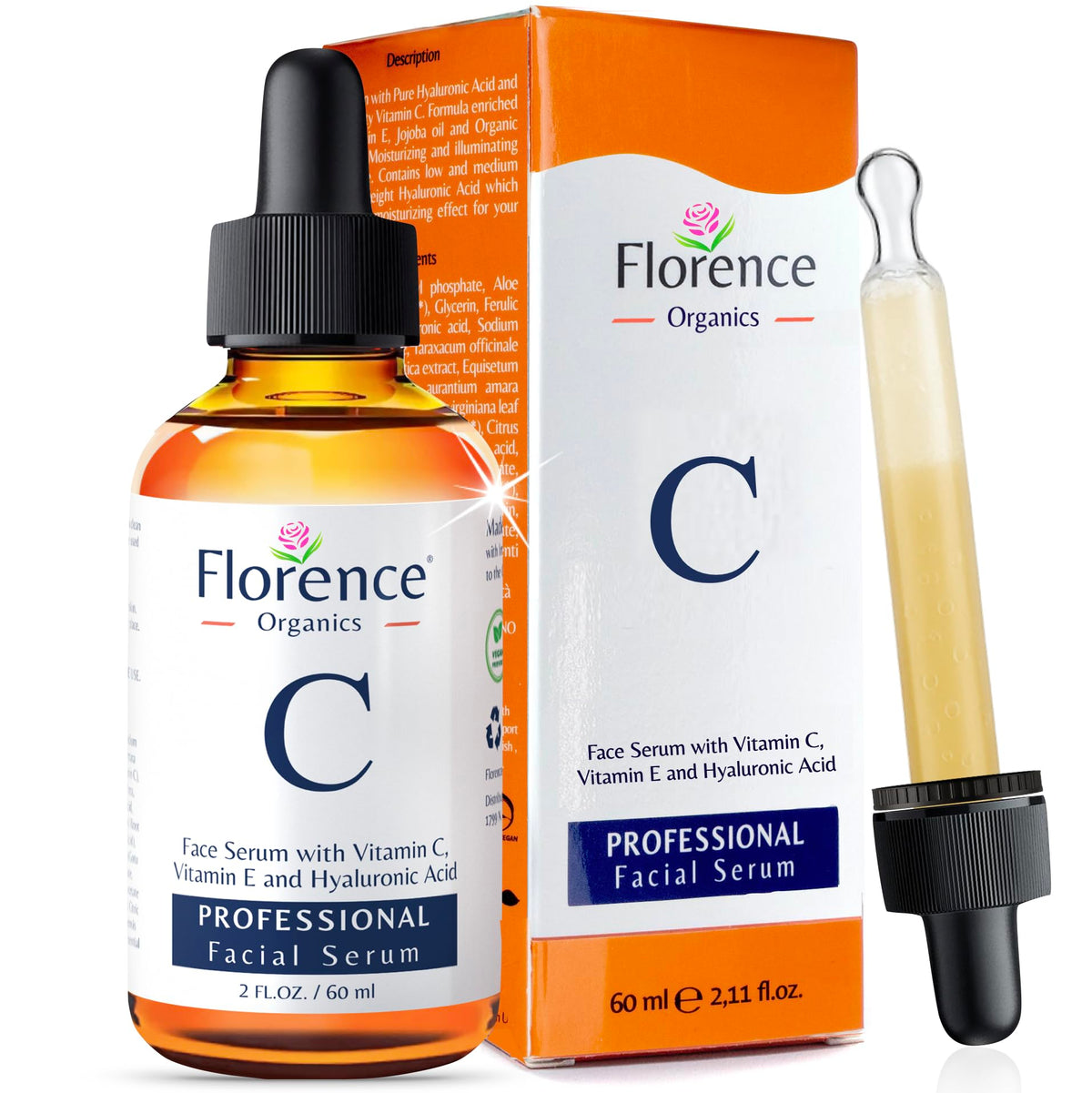 Florence Sérum vitamine C pour le visage — flacon élégant favorisant l’absorption rapide.
