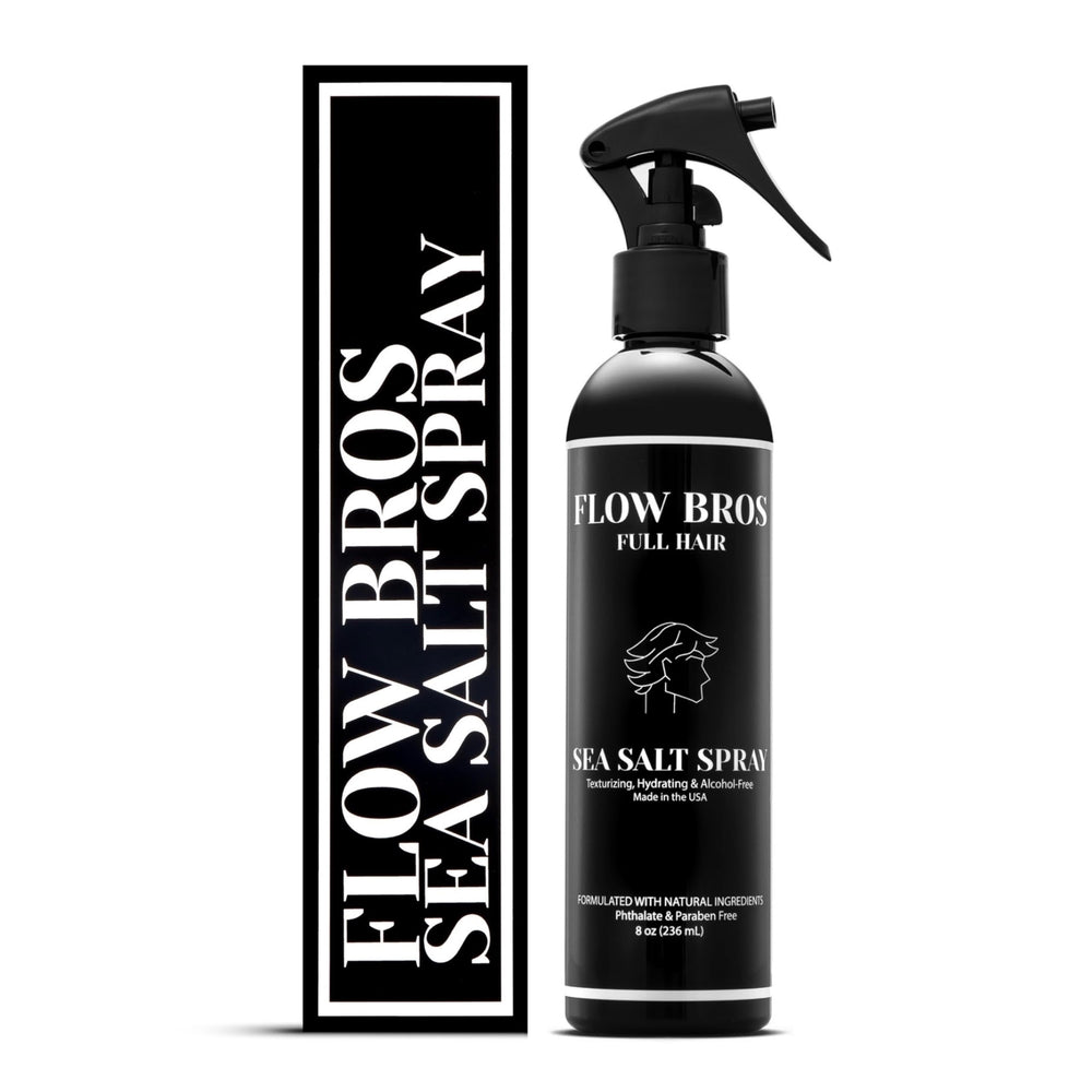 Flow Bros spray sel de mer – bouteille visible, volume et texture naturelle.