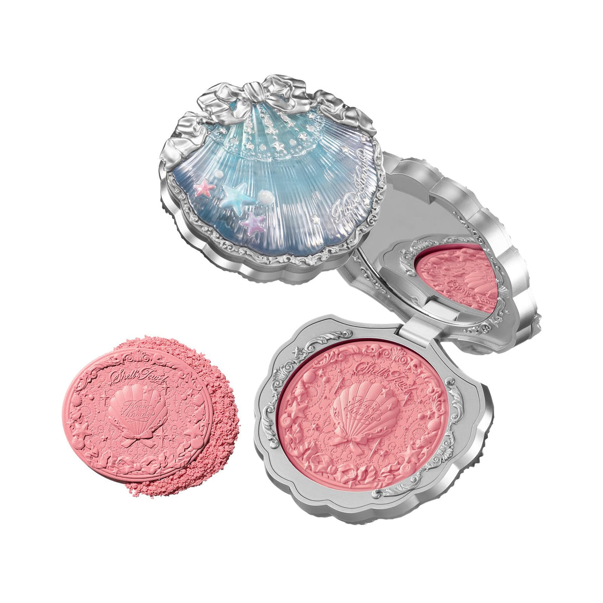 Flower Knows coquillage-bijou holographique pour un look chic en déplacement.