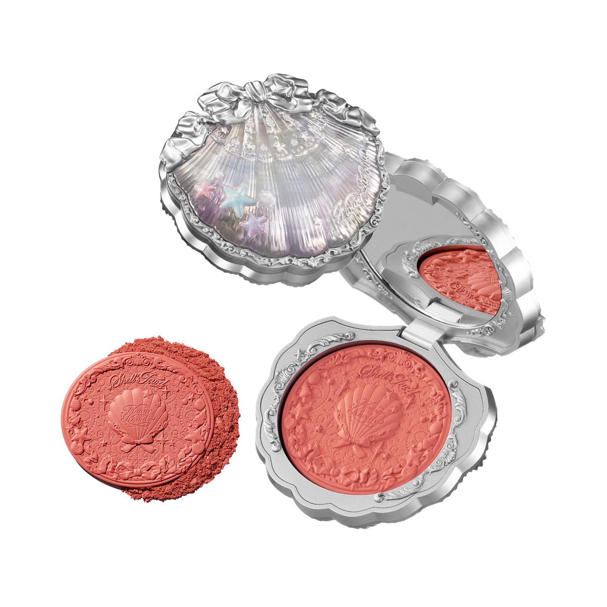 Flower Knows Shells Jewel: le compact coquille chic pour retouches rapides.