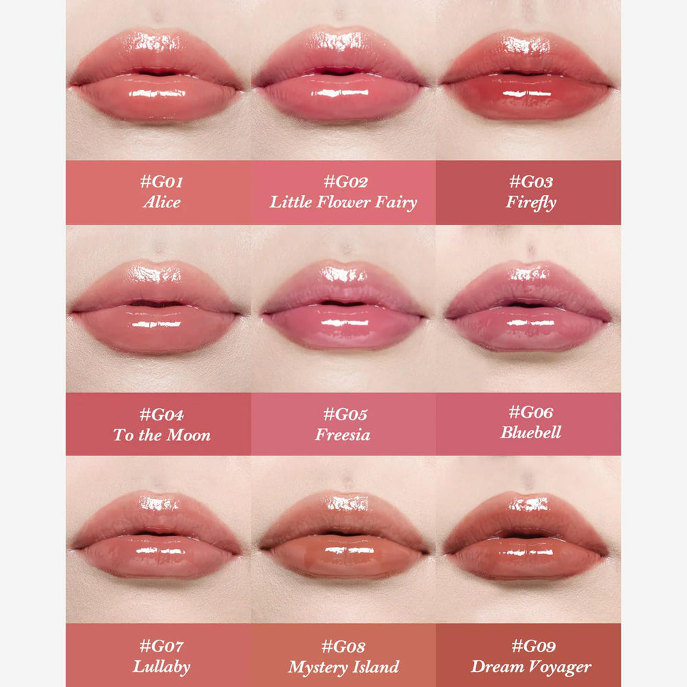 Gloss lumineux Flower Knows pour les lèvres avec finition brillante.