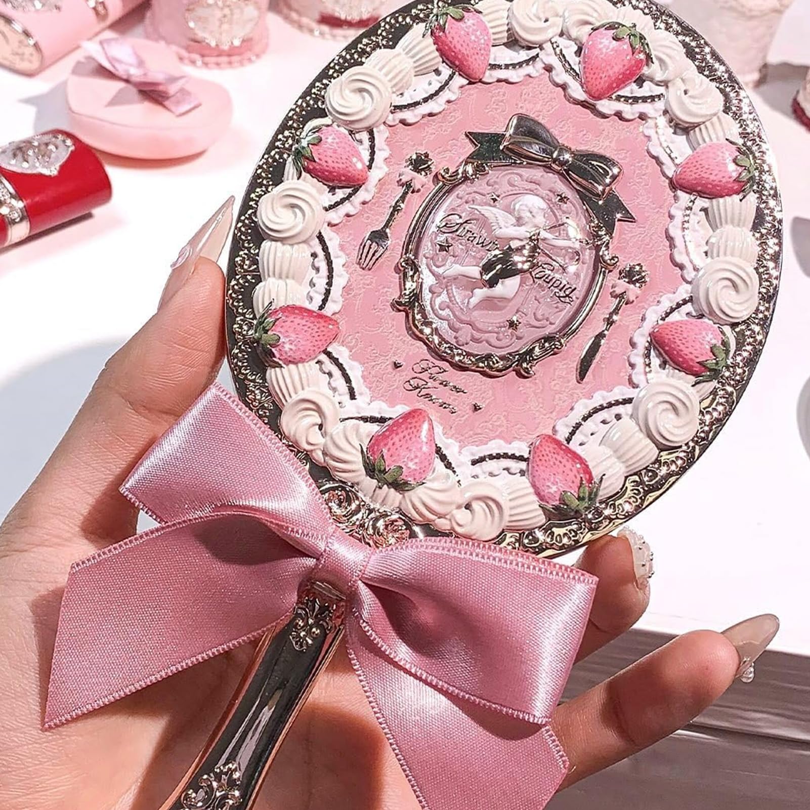 Flower Knows Miroir Portabilité Voyage, parfait dans le sac pour des retouches partout.
