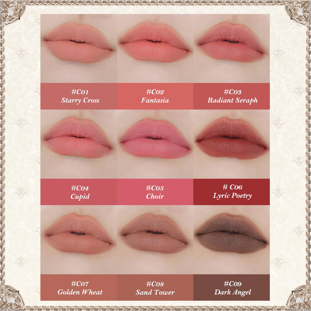 Texture mud pour les lèvres, crème et matte, application fluide.