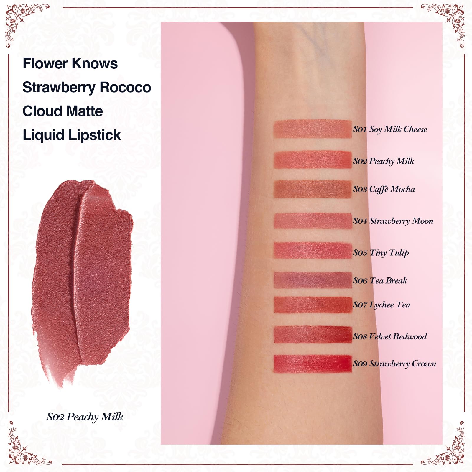 Applicateur précis Flower Knows Strawberry Rococo assure une application uniforme.