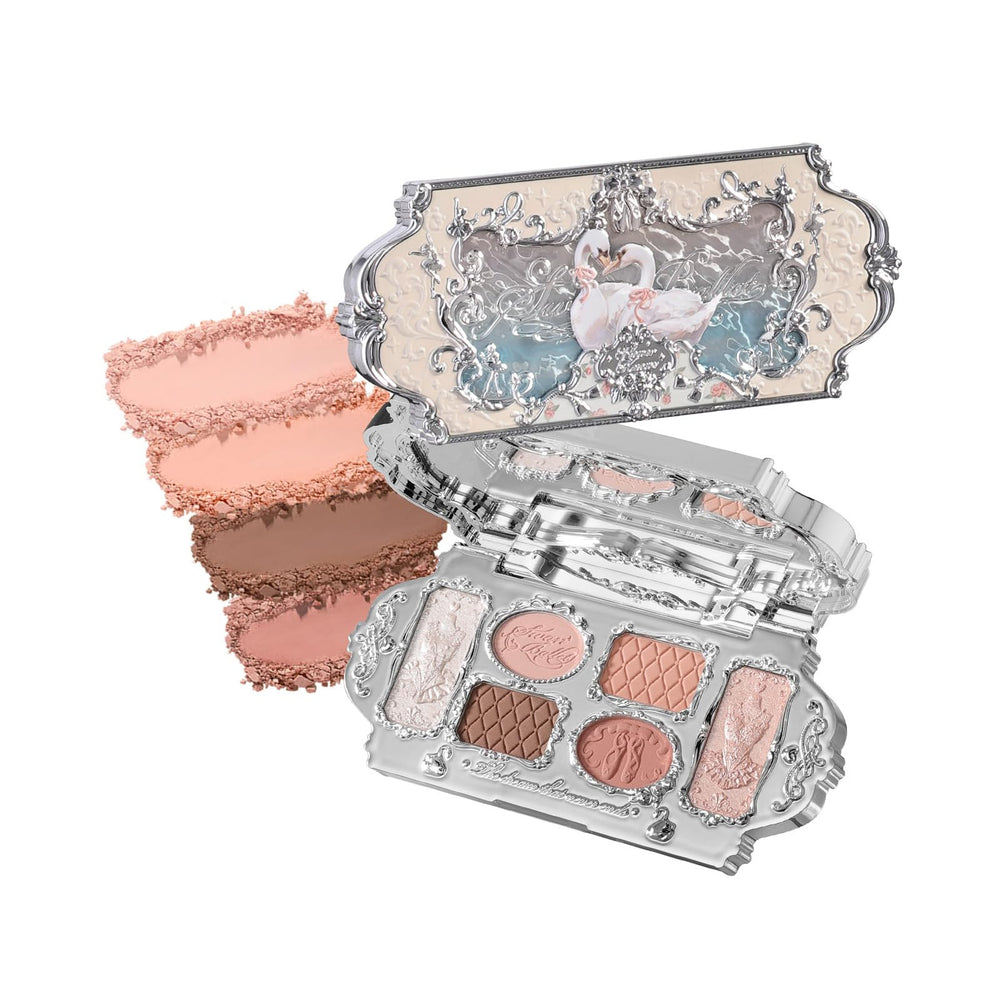 Flower Knows Palette cygne ballet – teintes neutres mates et nacrées pour un look lumineux.