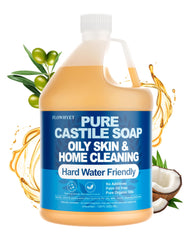 Flowhyet savon Castile liquide sans parfum, réfil pratique en bouteille