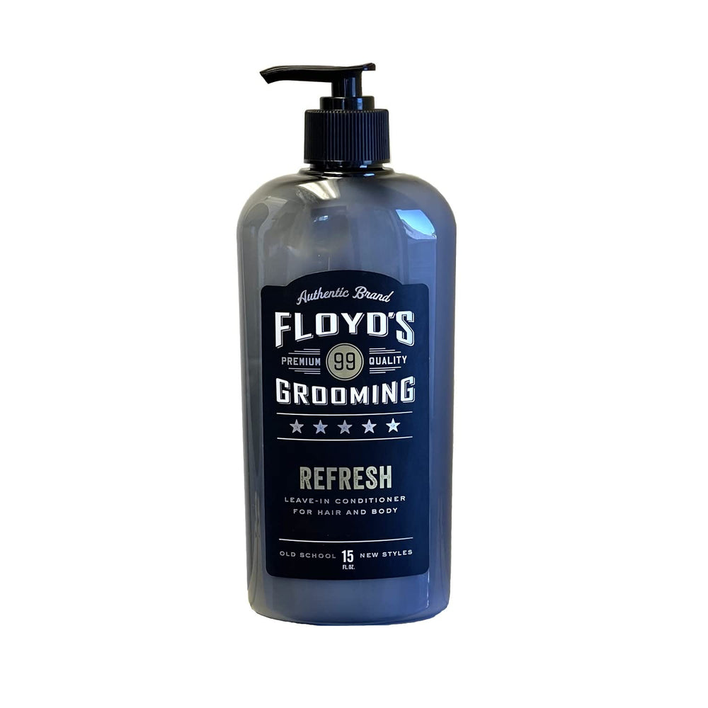 Floyd's 99 Refresh bottle pour for easy detangling and color protection.