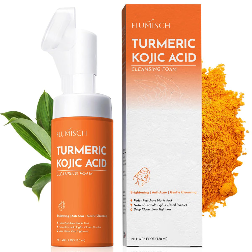 FluMisch Mousse nettoyante visage avec brosse silicone pour purification en profondeur.