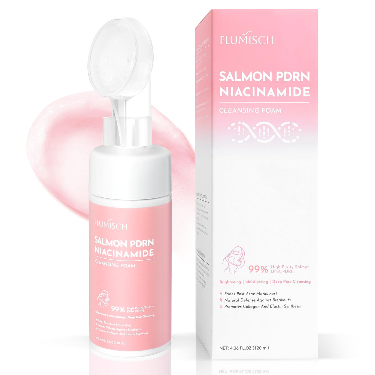 FluMisch nettoyant visage PDRN ADN saumon en mousse pour peau purifiée