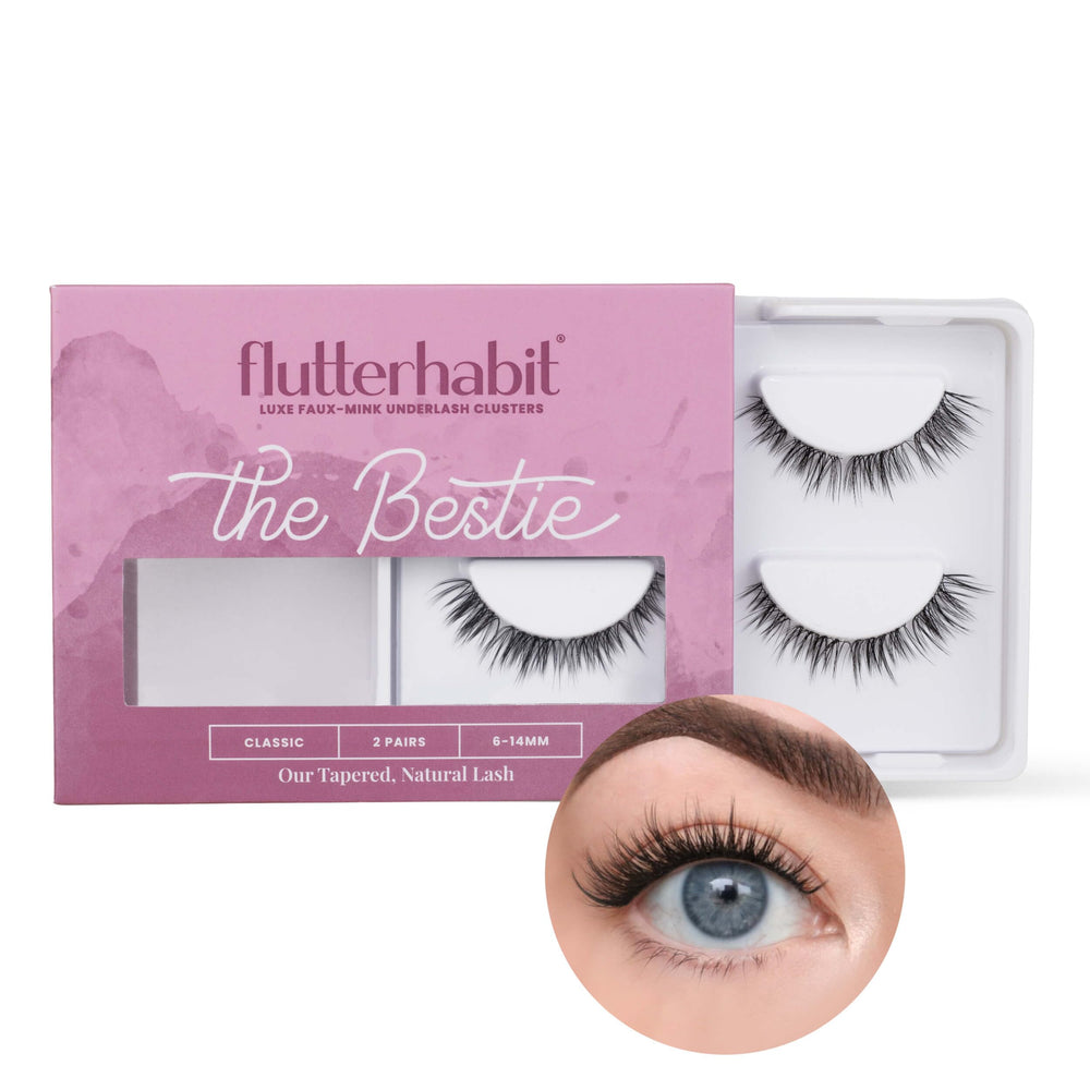 Bestie Cils FlutterHabit, pré-groupes en grappes pour une application rapide et naturelle.