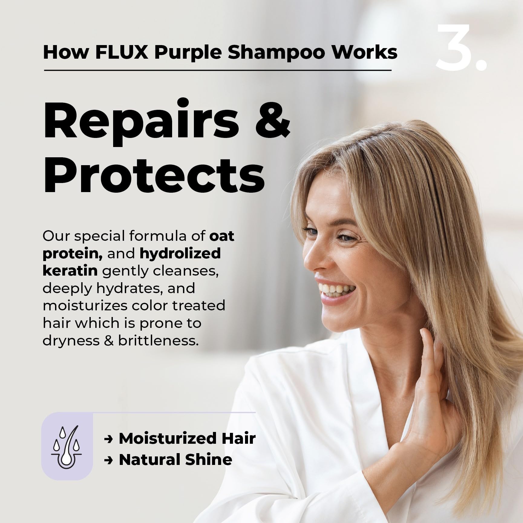 Avant et après : cheveux blonds plus lumineux et frais.