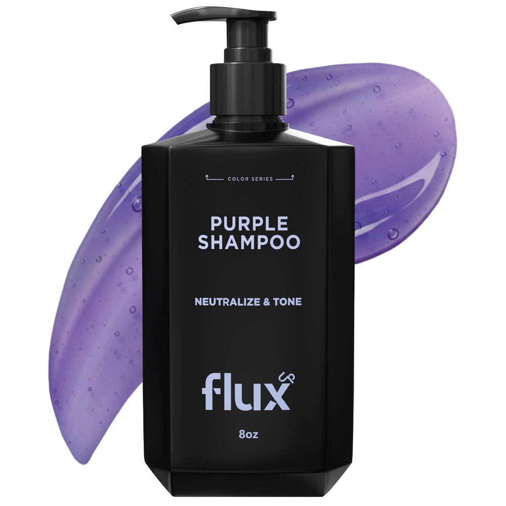 FLUX UP Shampoing Violet – bouteille neutralise les reflets jaunes chez les blondes.