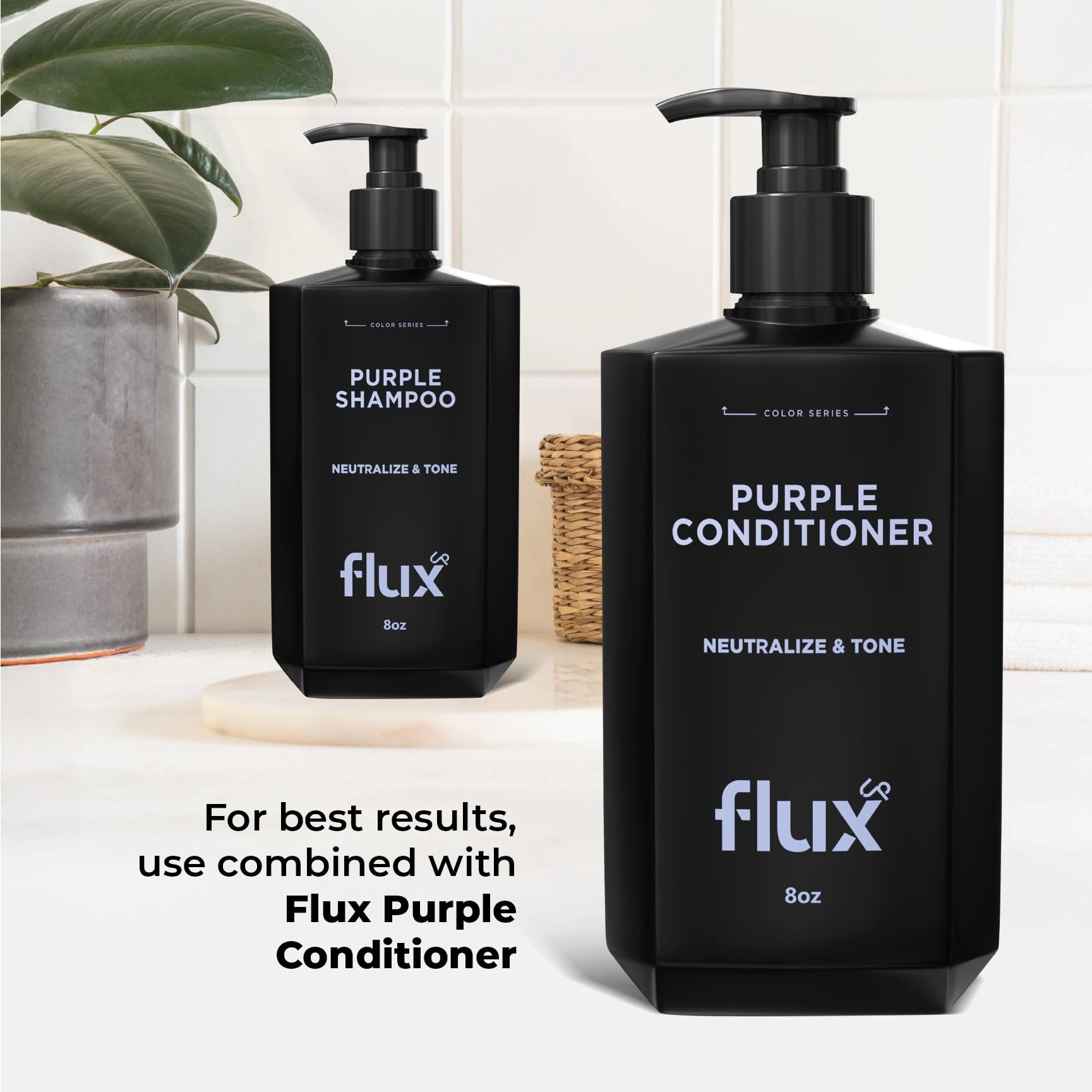 FLUX UP Shampoing Violet – brillance froide durable pour cheveux colorés.