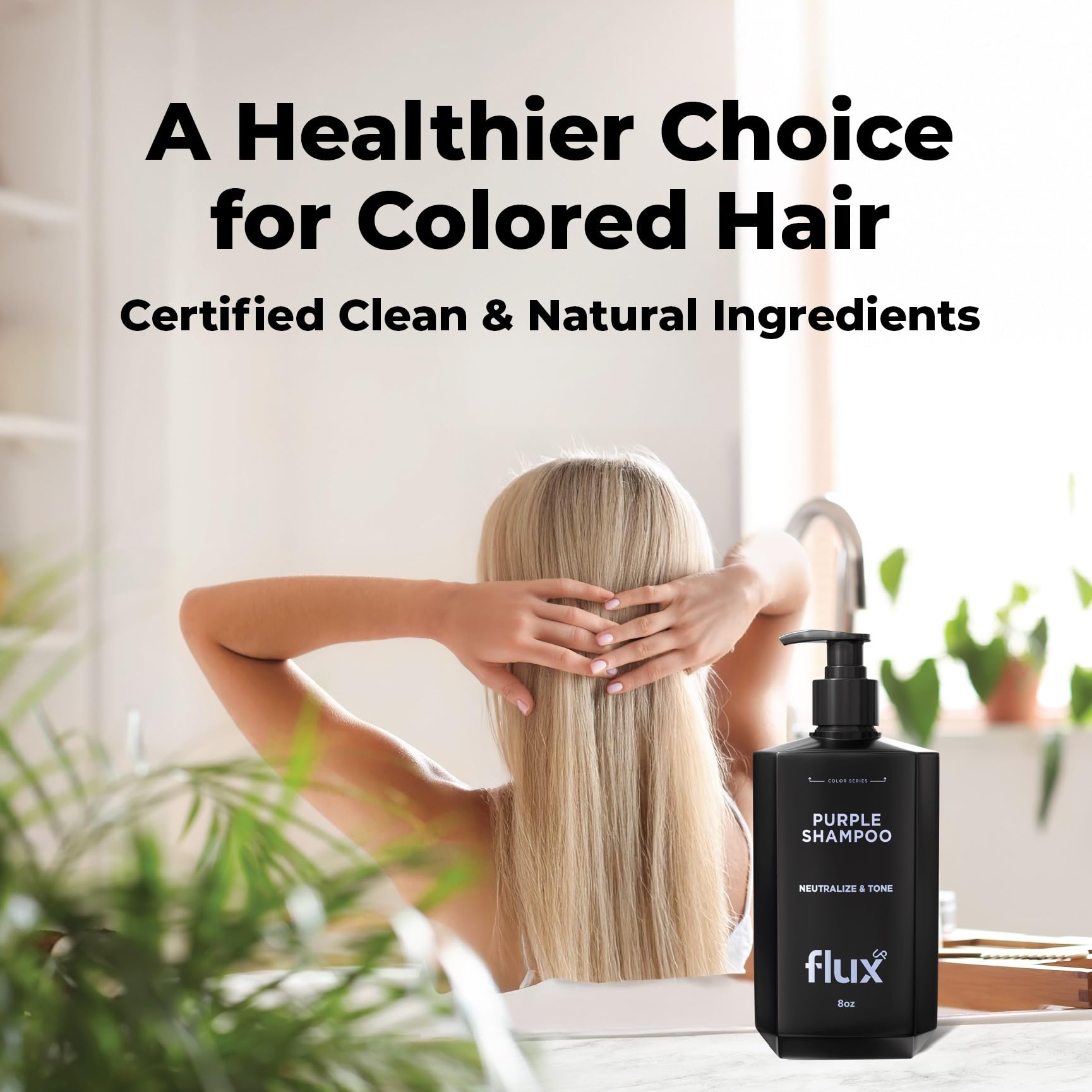 FLUX UP Shampoing Violet – contient protéines d’avoine et kératine hydrolysée pour nourrir.