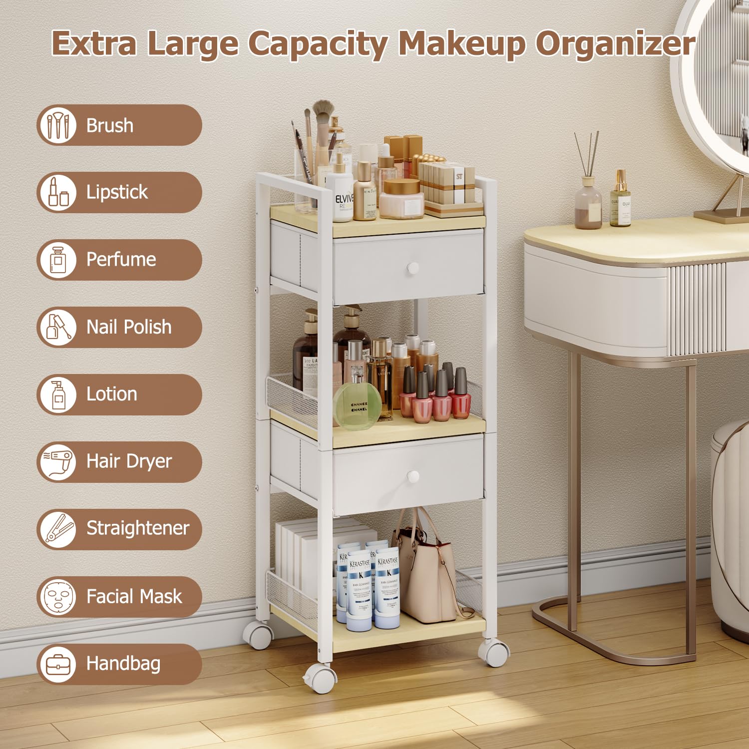 Flycity coiffeuse-mobile pratique pour maquillage et soins quotidiens.