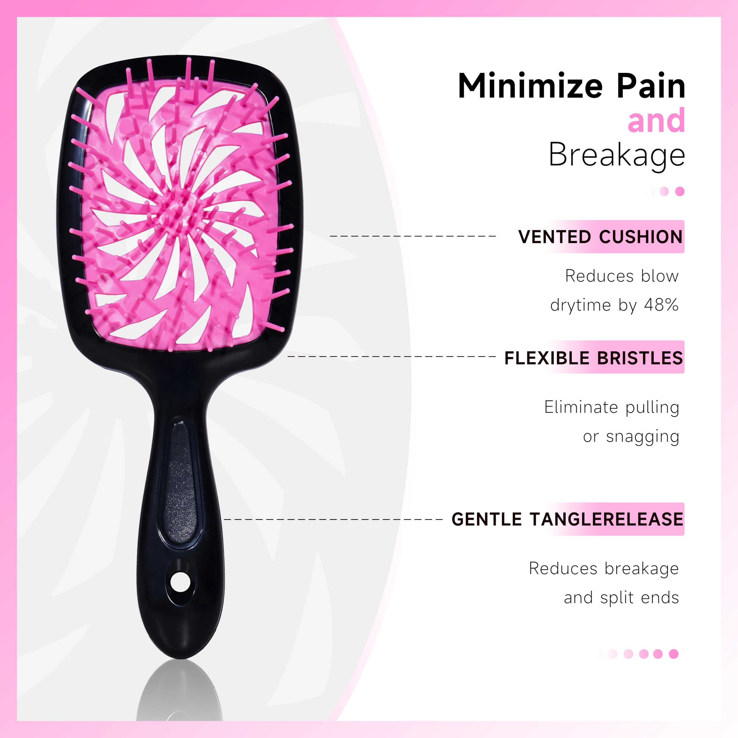 Brosse démêlante FlyLanyards démêle rapidement les cheveux sans douleur.