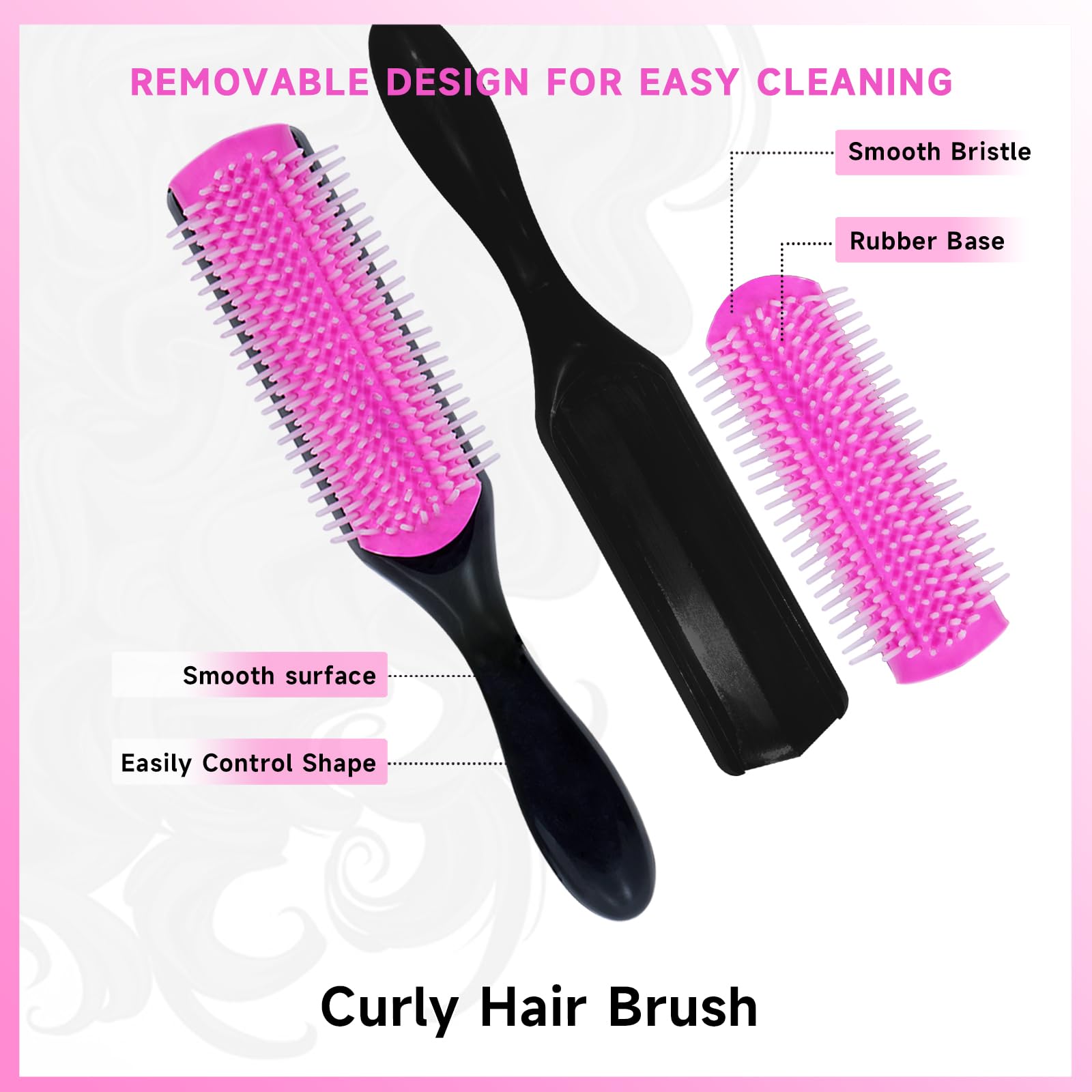 Brosse démêlante FlyLanyards adaptée aux cheveux épais et bouclés.