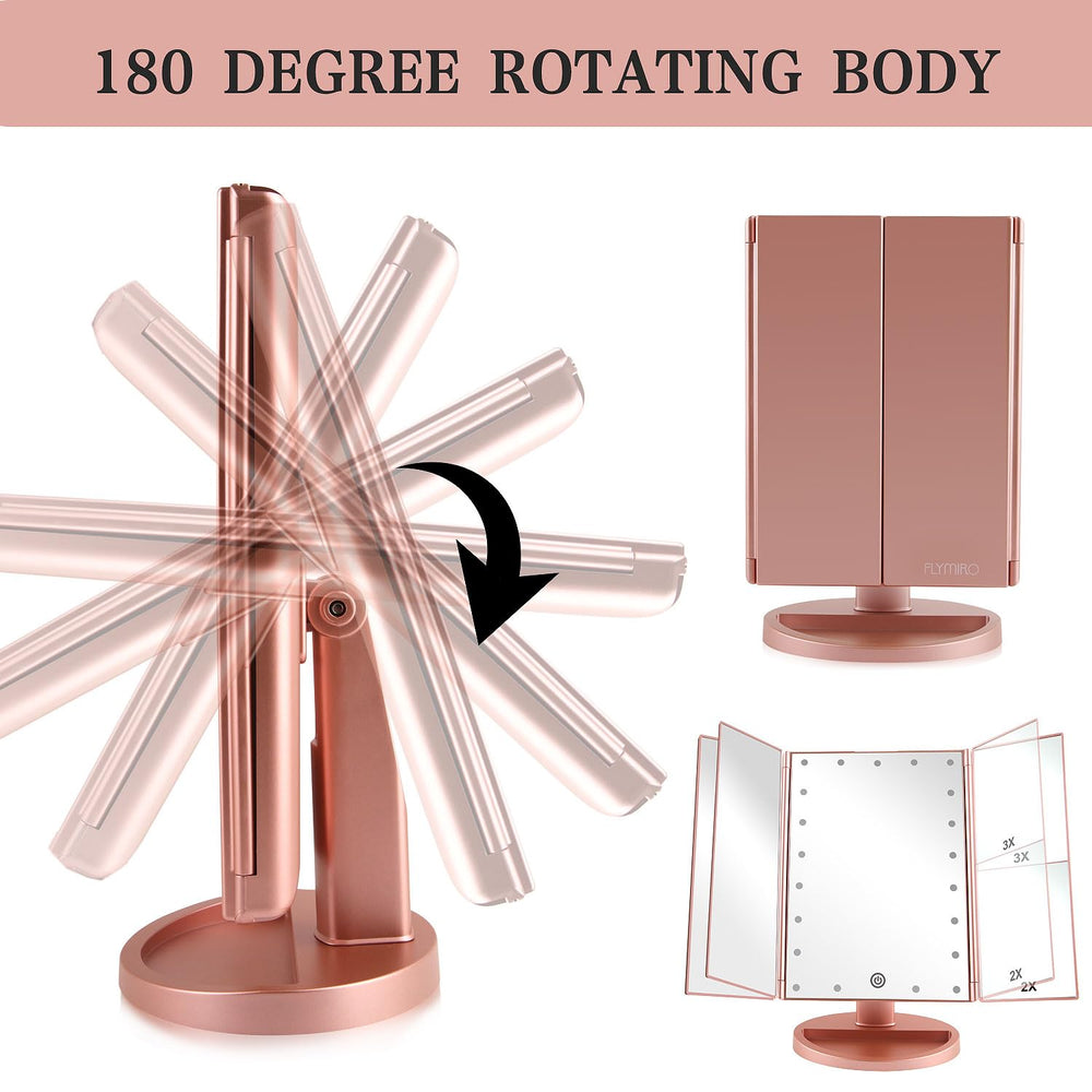 Flymiro design tri-fold rose doré pour rangement facile.