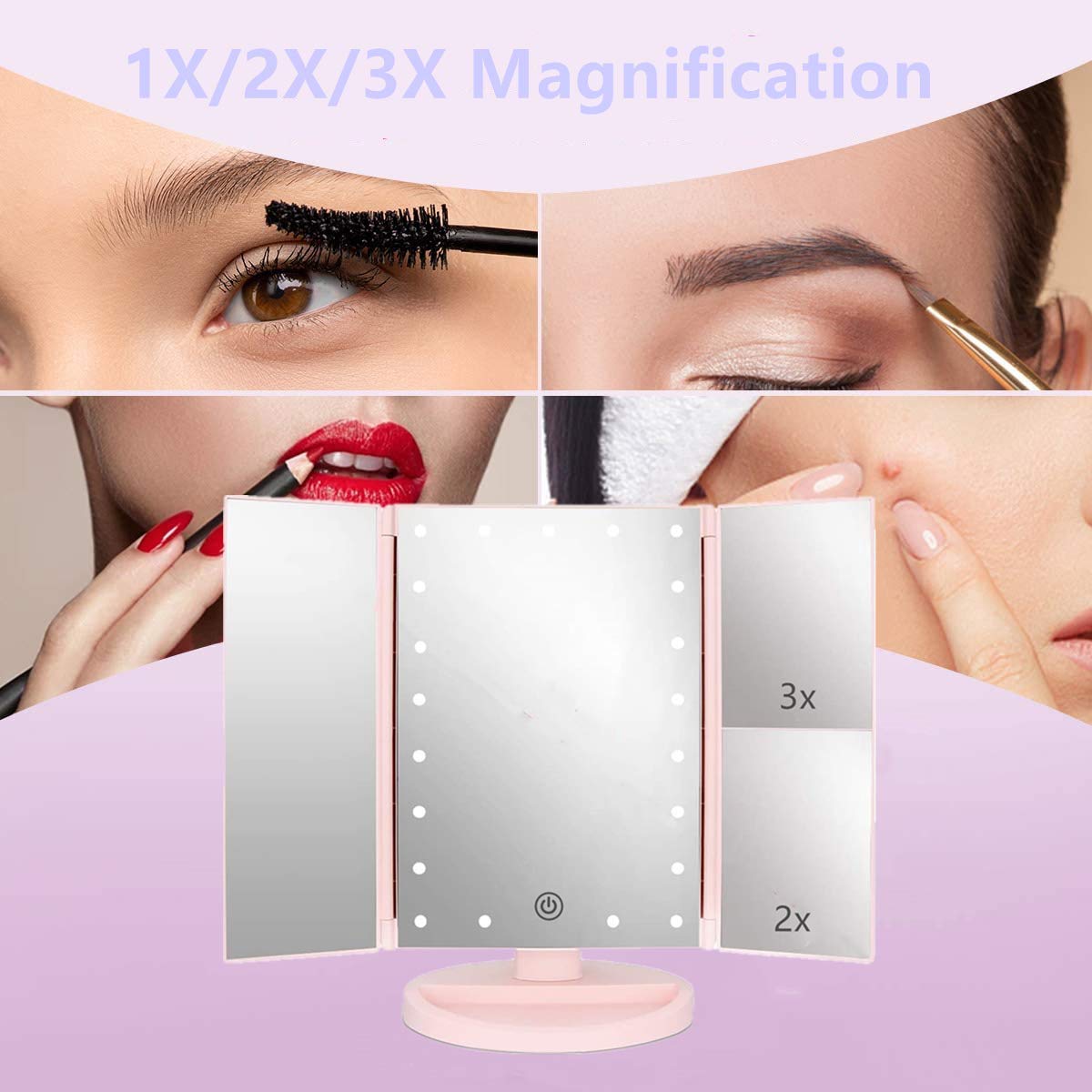 Flymiro Miroir magnifications 3x-2x-1x pour les détails du regard.