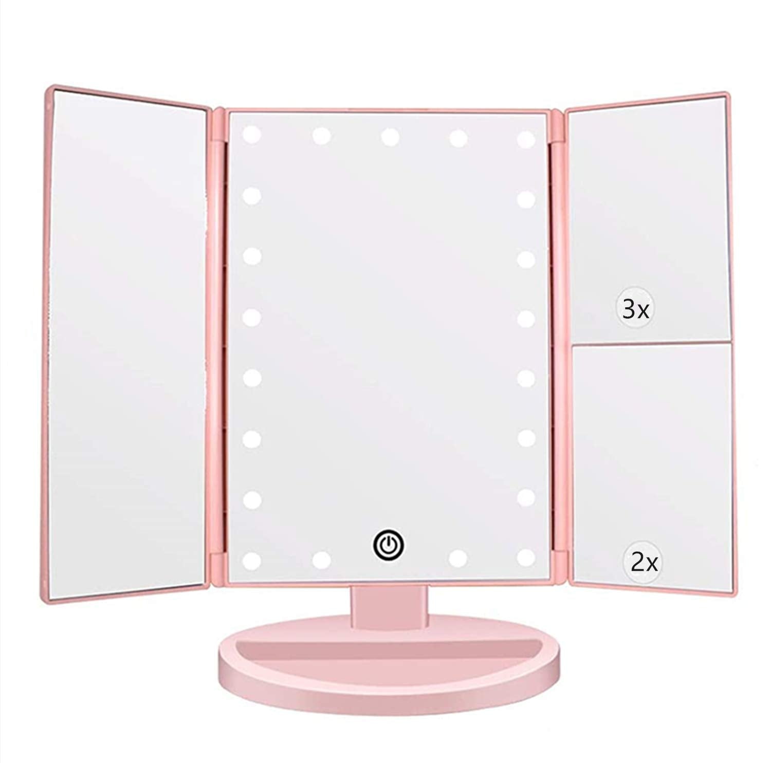 Flymiro Miroir tri-fold 21 LEDs, maquillage précis et rapide.