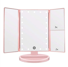 Flymiro Miroir tri-fold 21 LEDs, maquillage précis et rapide.