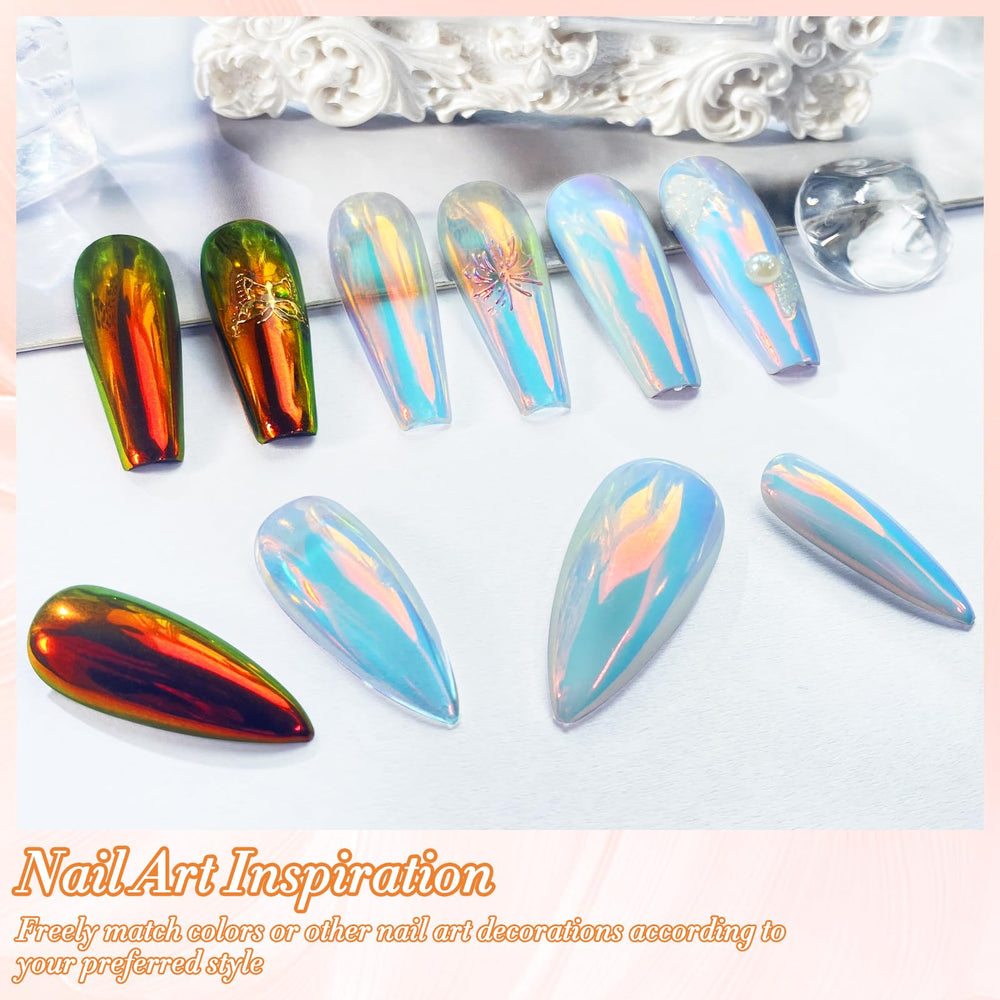 Application douce de la poudre miroir sur les ongles.