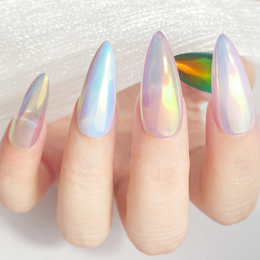 Poudre FNNZ Chrome Sirène: effet mer féérique et lumineux sur les ongles.