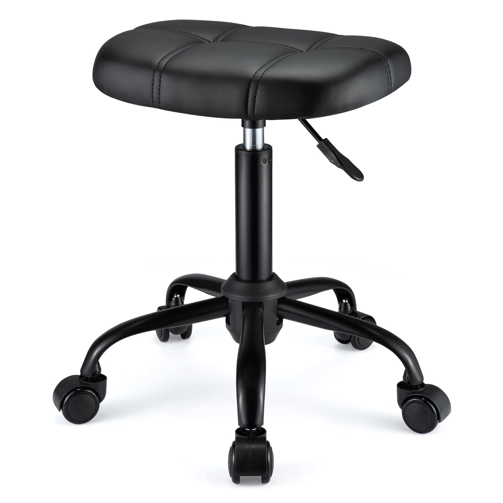 Chaise FNZIR carree roulante noir avec roues, idéale pour salon et spa.