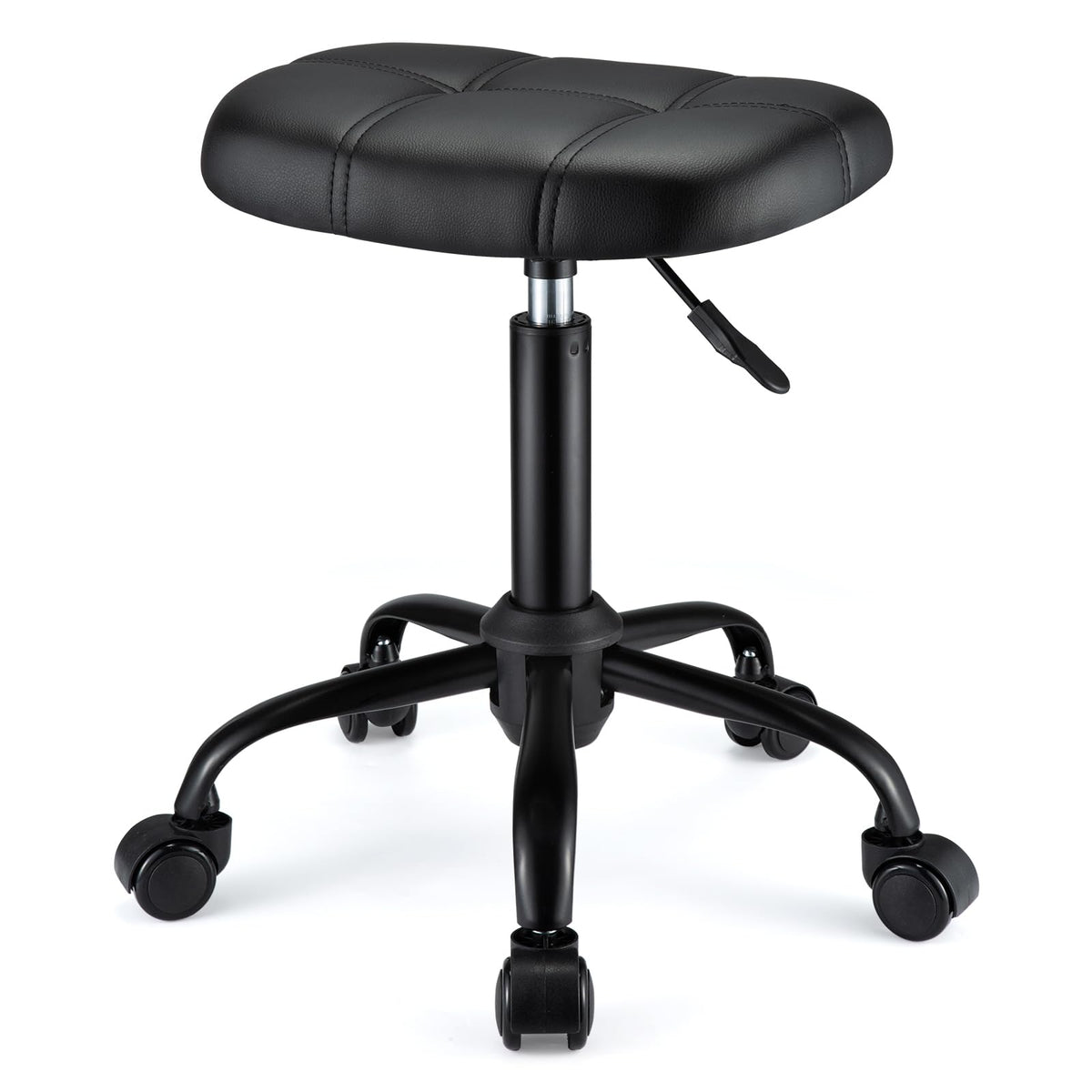 Chaise FNZIR carree roulante noir avec roues, idéale pour salon et spa.