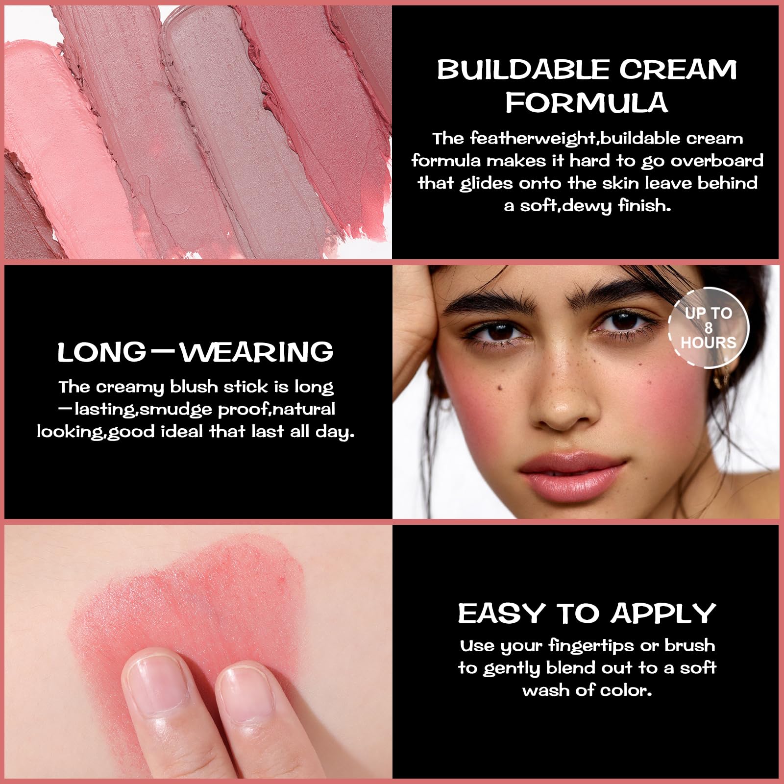 FOCALLURE blush crème Rose Marbré — fini mat et lumineux sur les pommettes.