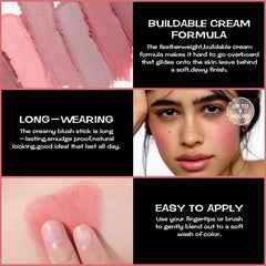 FOCALLURE blush crème Rose Marbré — fini mat et lumineux sur les pommettes.