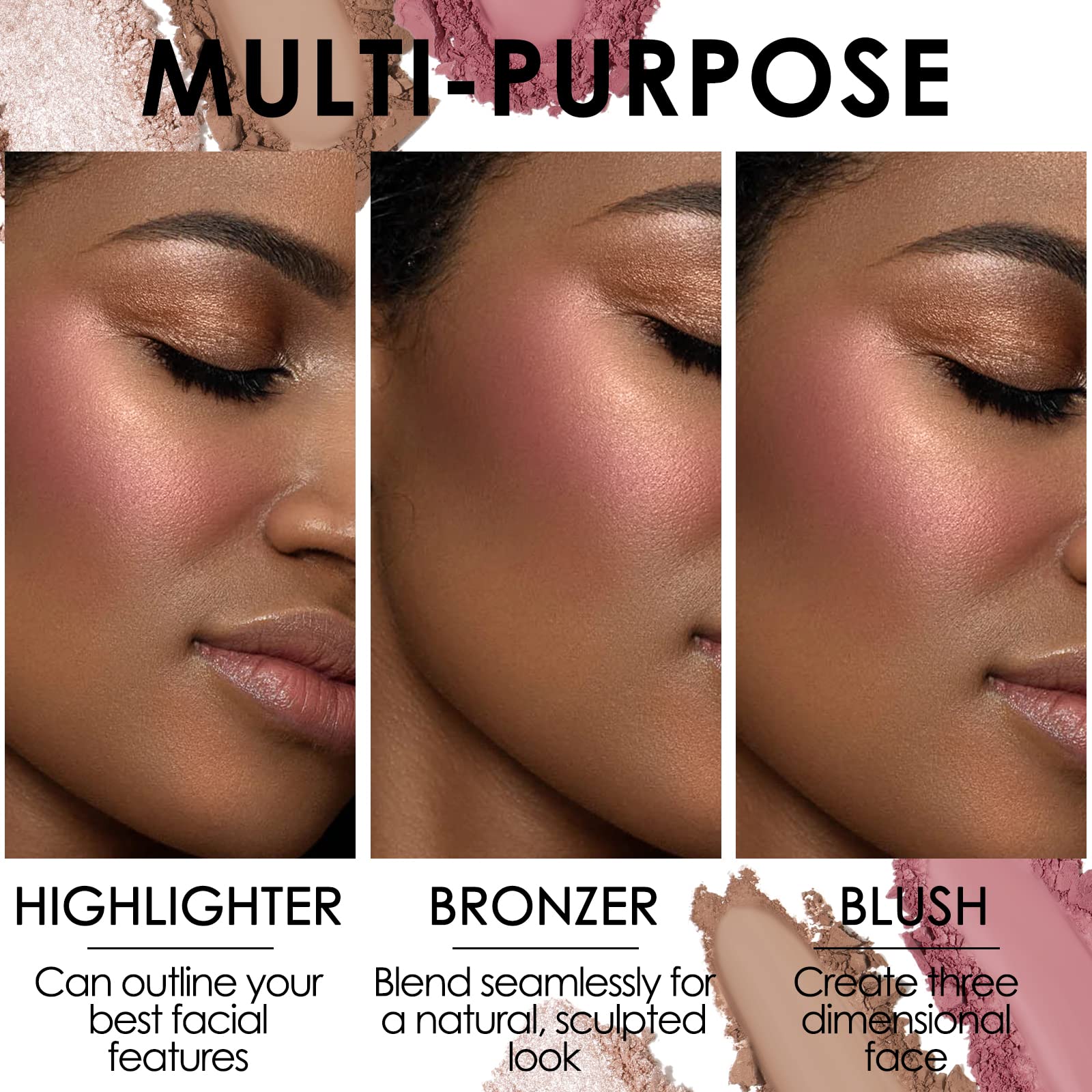 FOCALLURE bronzeur poudre matte – pour sculpter et réchauffer le teint.