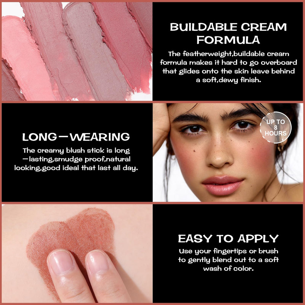 FOCALLURE Crème Blush en application sur yeux et joues, fini harmonieux et durable.
