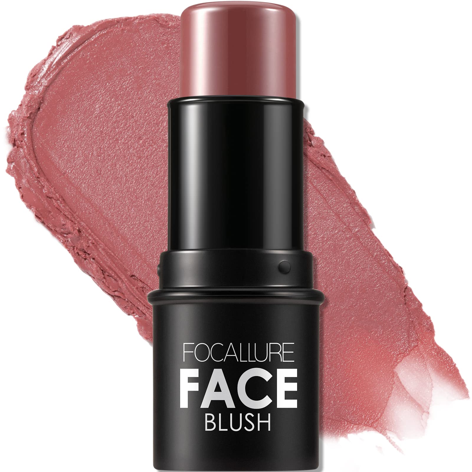 FOCALLURE Cream Blush Dark Rose sur packaging, pratique et retouches rapides.