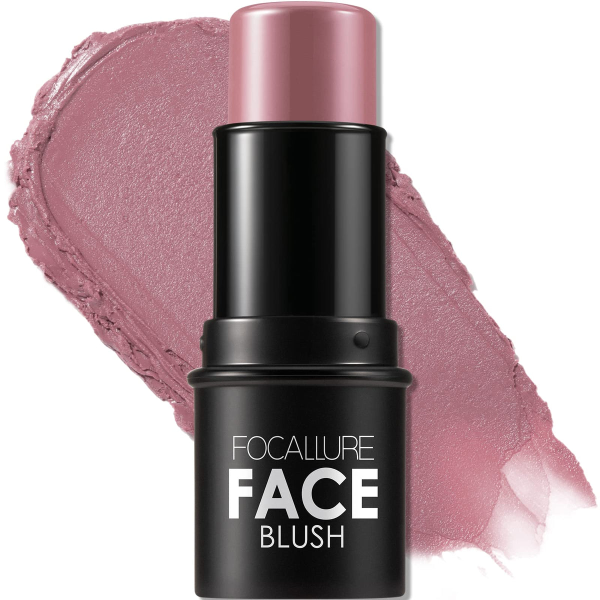 FOCALLURE Crème Blush Stick Ombre Dusty Orchid sur les joues, effet naturel durable.