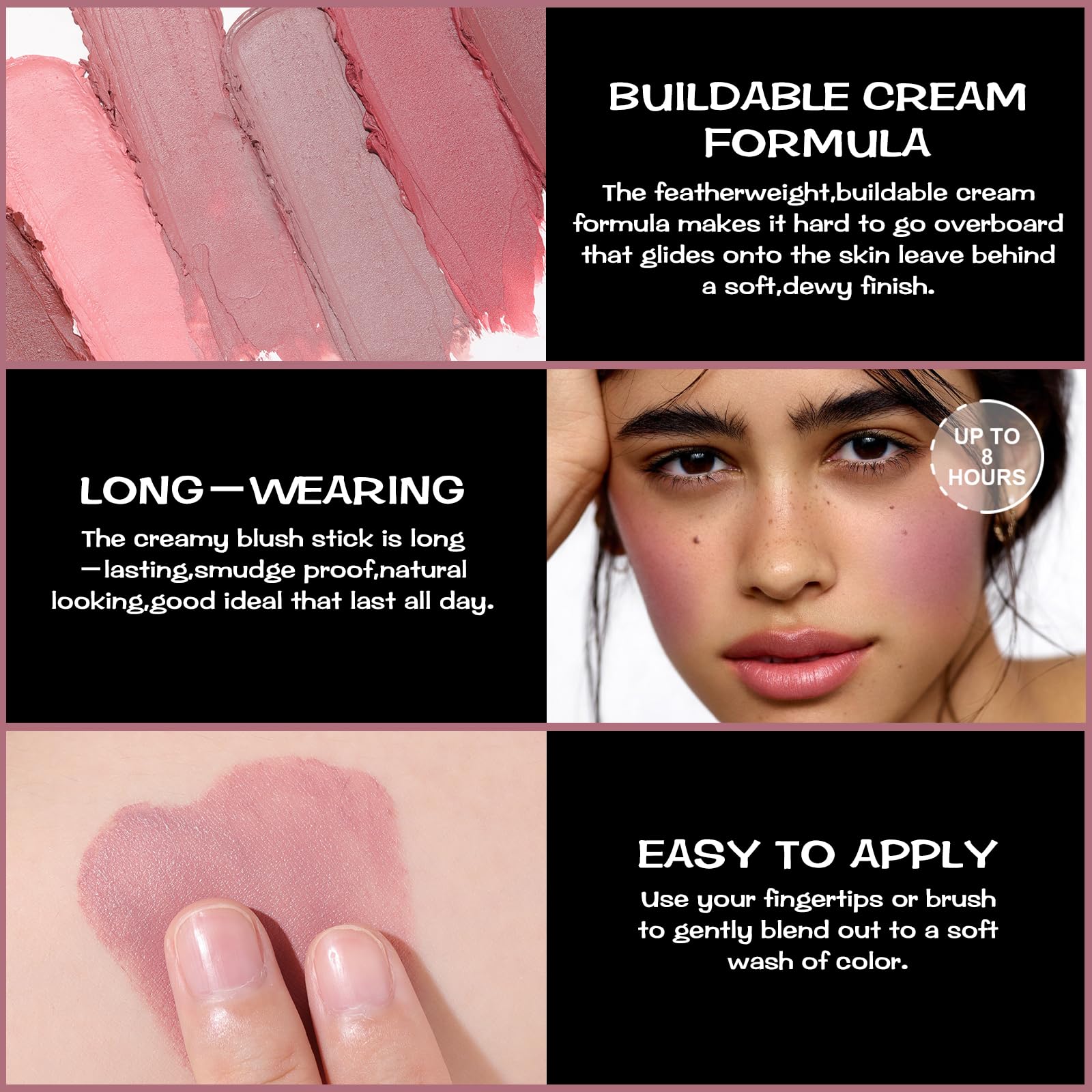 FOCALLURE Blush Stick Longue Tenue, tenue durable sur les pommettes.