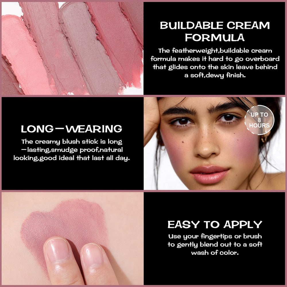 FOCALLURE Blush Stick Longue Tenue, tenue durable sur les pommettes.