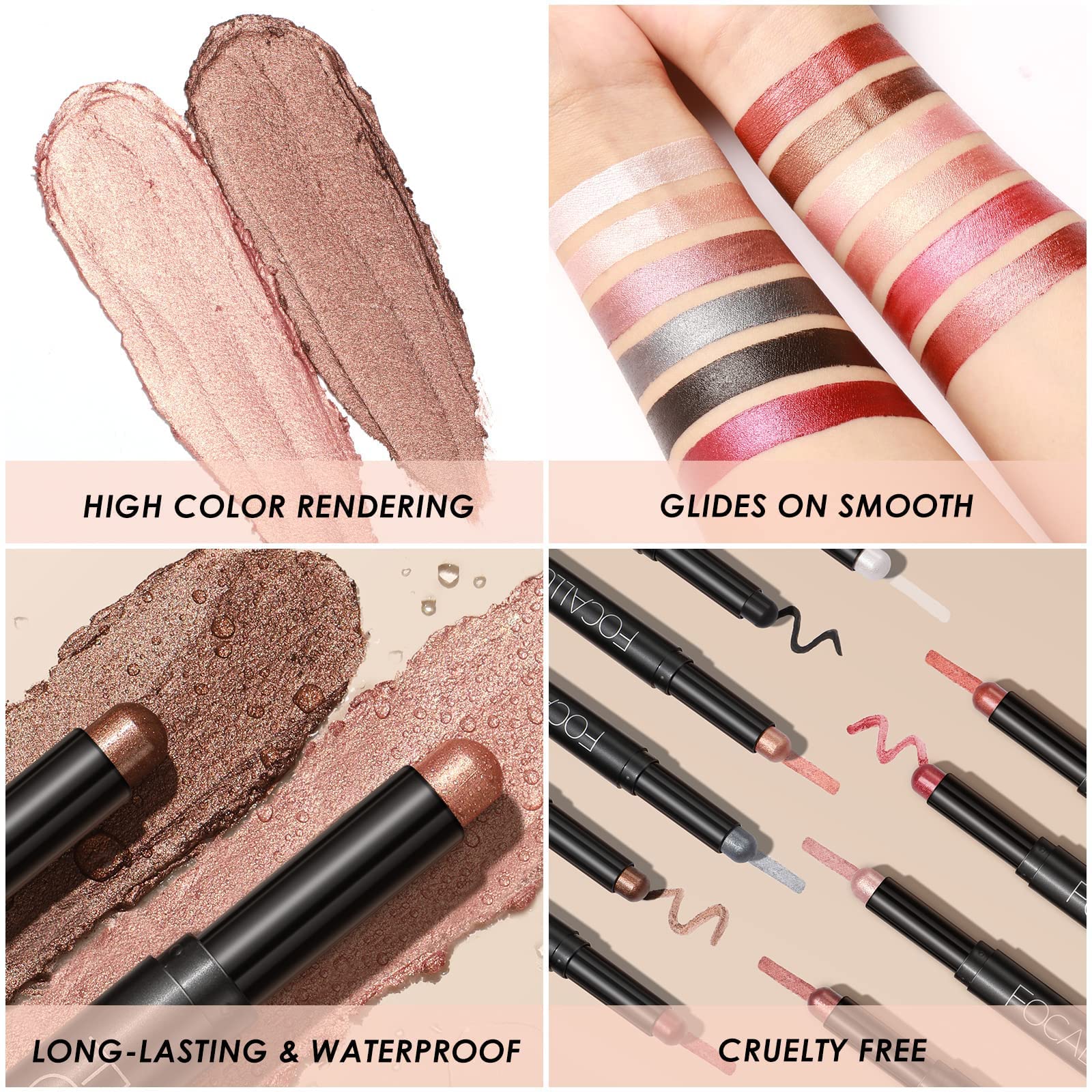 FOCALLURE Ombre-stick crème: look polyvalent et estompage facile