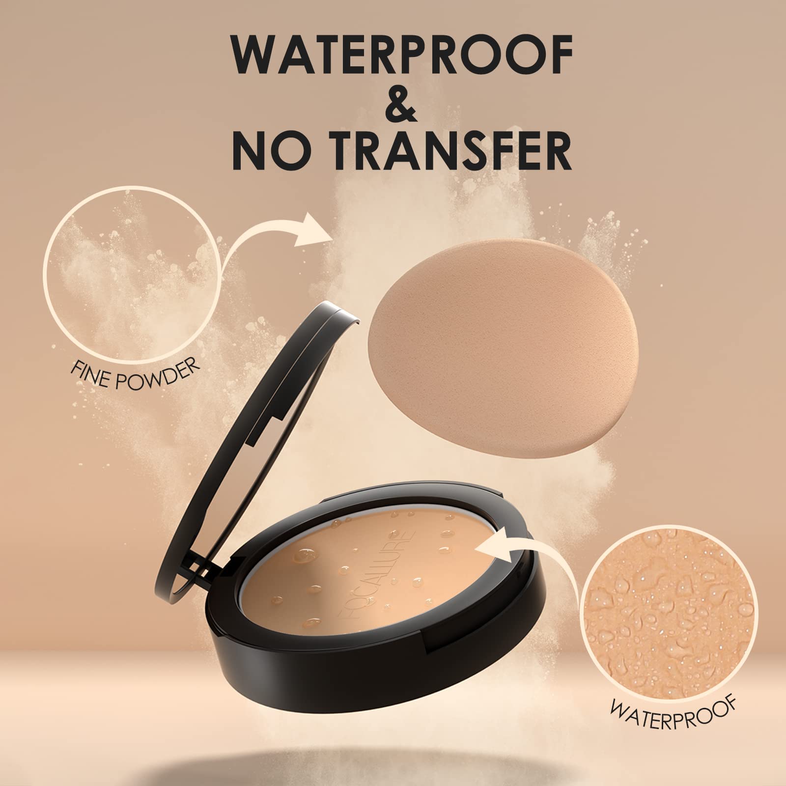 FOCALLURE Flawless Poudre Pressée: contrôle de brillance longue durée pour peaux mixtes à grasses.