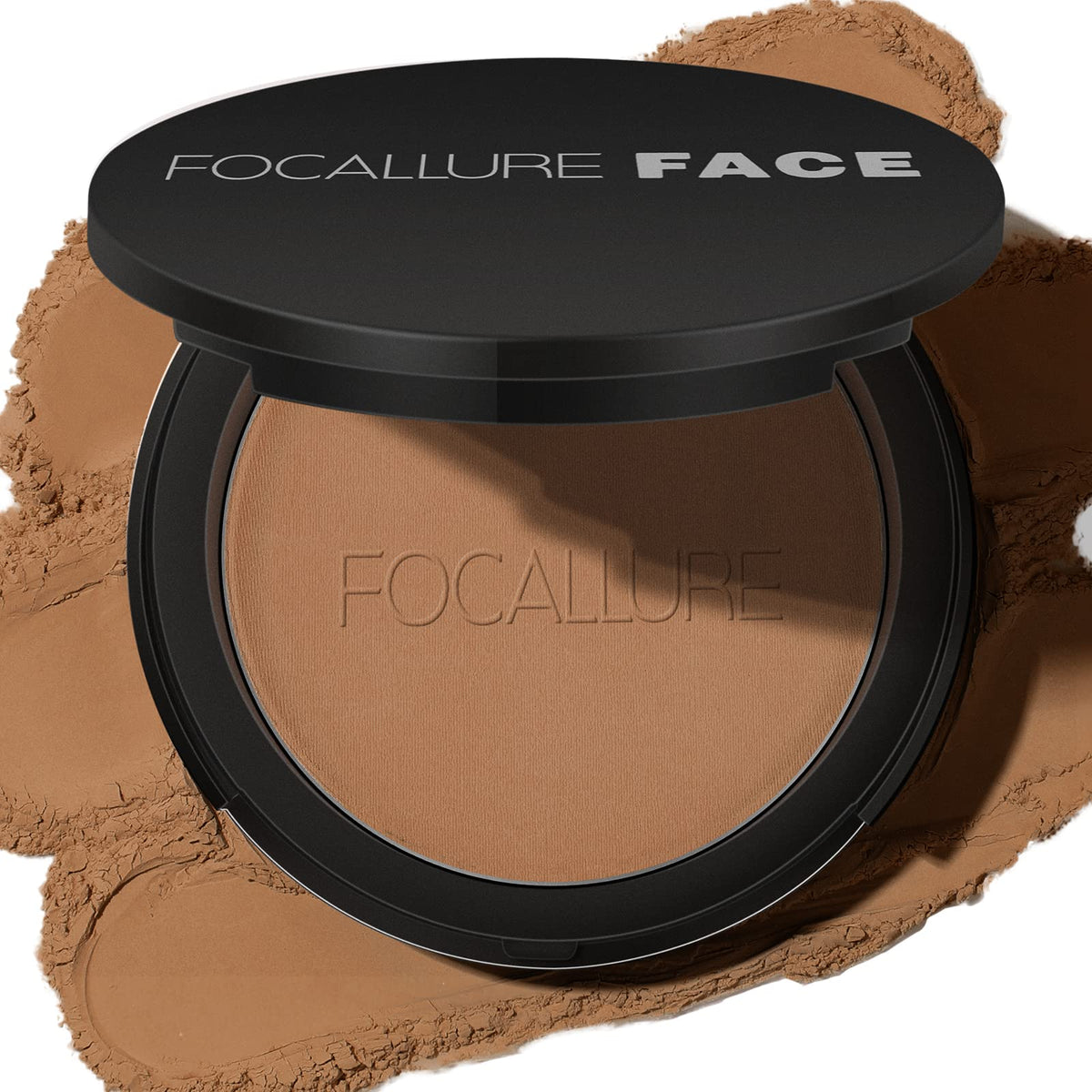 FOCALLURE Poudre Pressée Mat Amande — fini lisse et longue tenue.