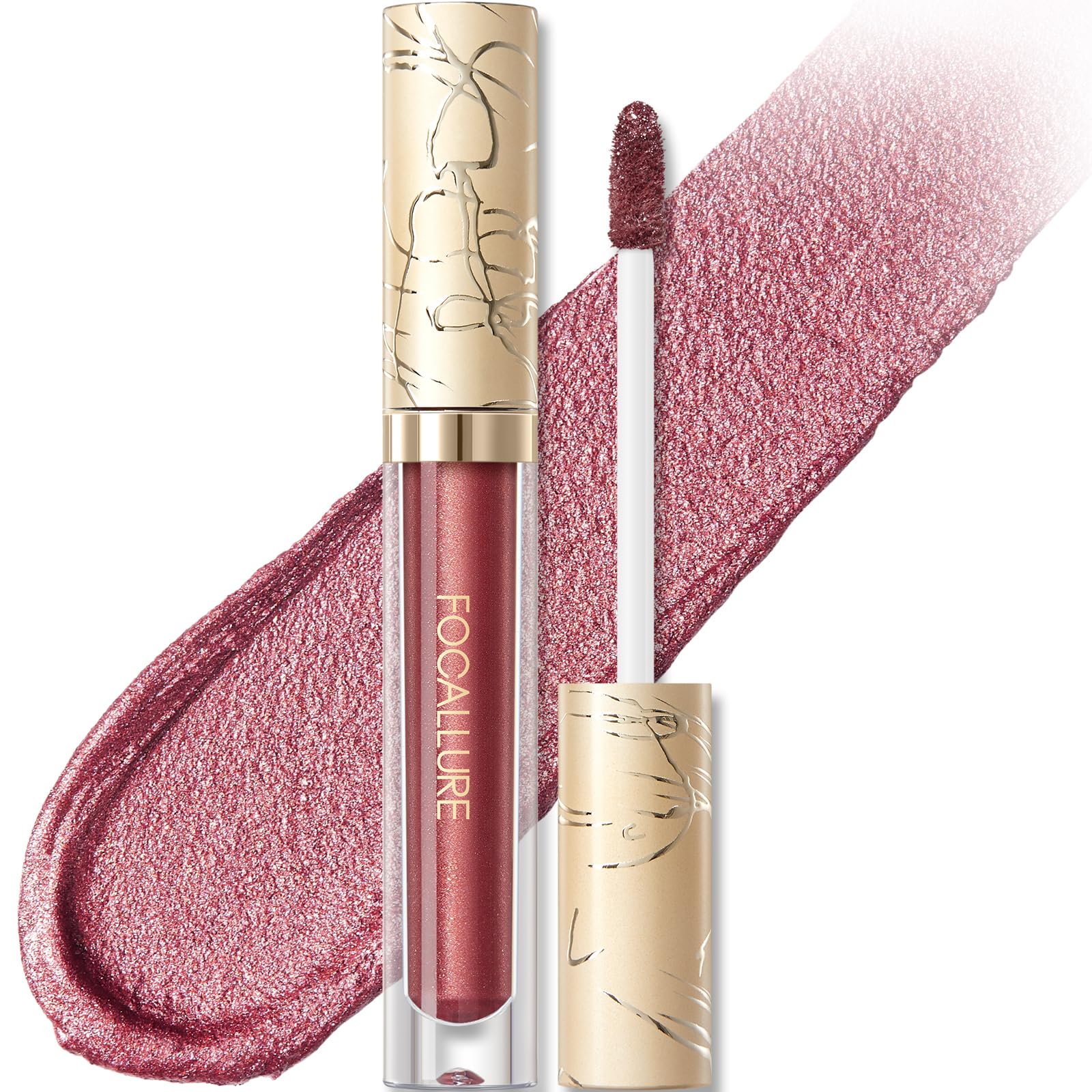 FOCALLURE rouge métallique liquide – application précise pour un éclat intense
