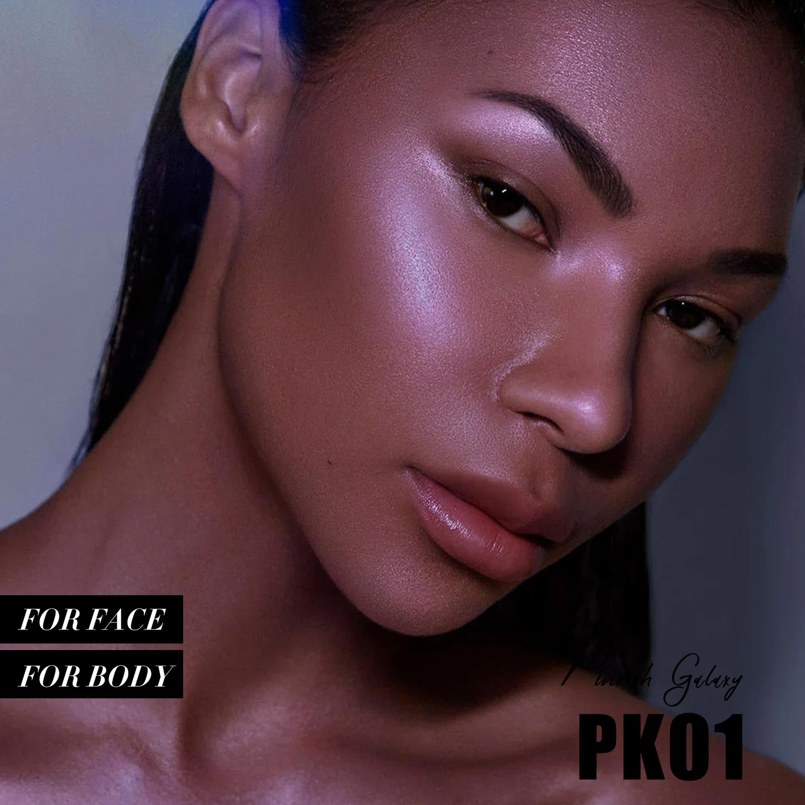 FOCALLURE Shimmer Face Highlighter application sur les pommettes pour un éclat subtil.