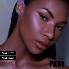 FOCALLURE Shimmer Face Highlighter application sur les pommettes pour un éclat subtil.